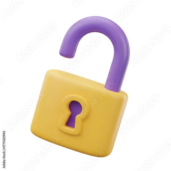 Fototapeta 3d illustration of an open padlock isolated on transparent background
