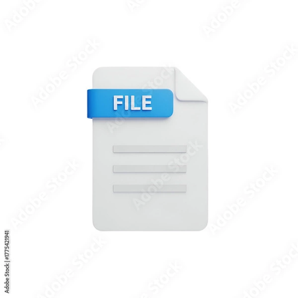 Fototapeta Document icon with the word file on a blue tab isolated on transparent background