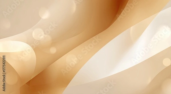 Fototapeta Abstract background with flowing, soft lines in warm beige and white tones.  Bokeh effects add a subtle luminosity
