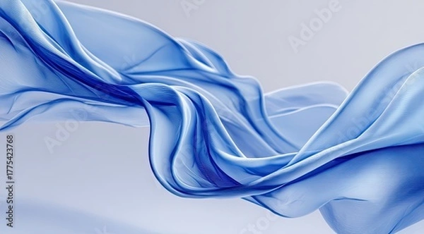 Obraz Fluid, translucent blue fabric drapes elegantly