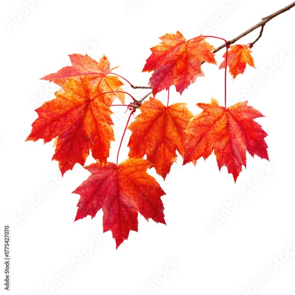 Obraz Vibrant autumn foliage featuring several vividly colored maple leaves against a stark black background