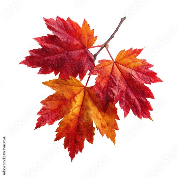 Obraz Vividly colored autumnal maple leaves in shades of red, orange, and yellow, with a black background