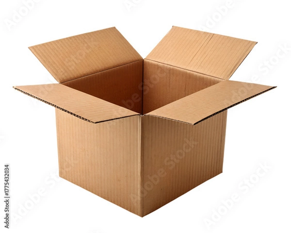 Obraz open cardboard box brown corrugated packaging  
