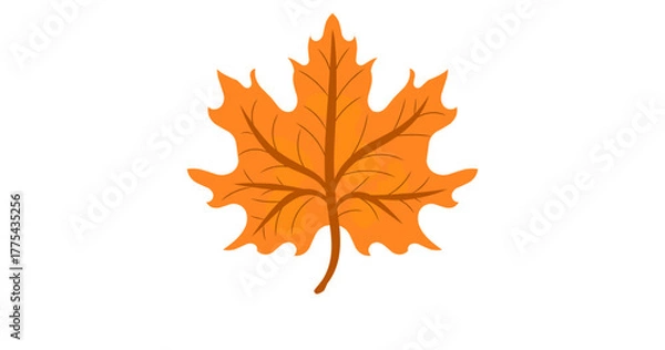 Fototapeta Bright orange maple leaf vector symbolizing autumn season, nature design element isolated on white background.