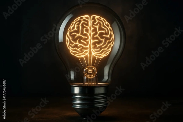 Fototapeta Innovation Spark – Glowing Wire Frame Light Bulb