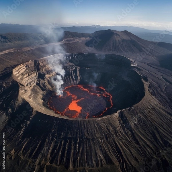 Obraz Aerial image of a volcano crater.