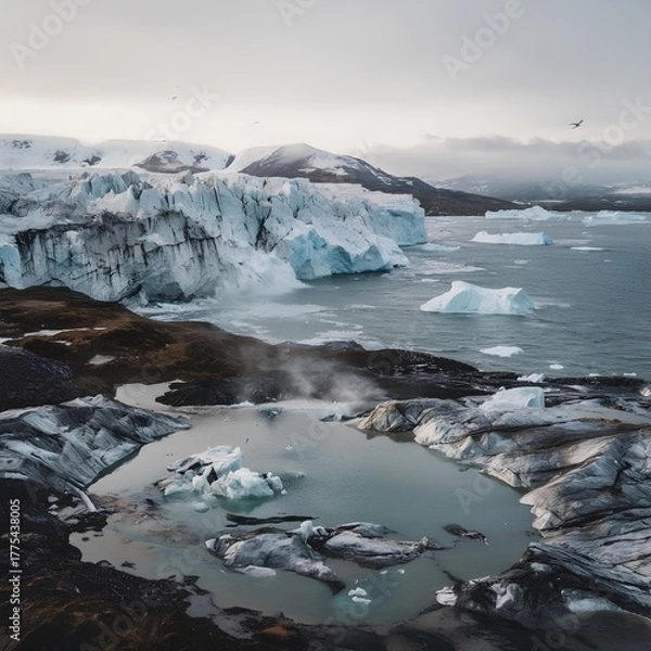 Fototapeta Melting glaciers due to global warming.