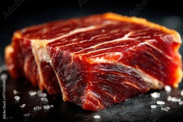 Obraz Raw Wagyu beef cut showing rich marbling in studio setting