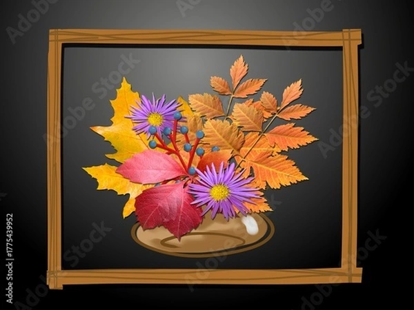 Obraz Autumn bouquet of leaves and flowers