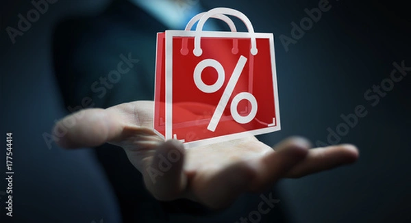Fototapeta Businessman enjoying black Friday sales 3D rendering