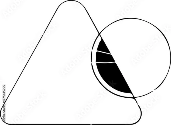 Fototapeta Abstract triangle and circle design element for creative projects, modern geometric shape for logo or branding, scalable vector graphic art