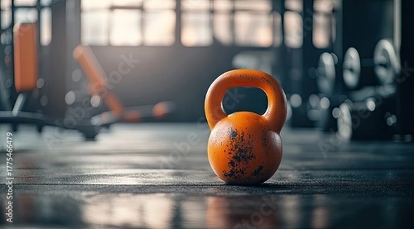 Obraz Orange kettlebell in gym (9)