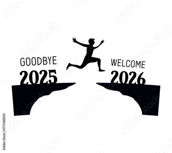Obraz Person leaping from 2025 to 2026 symbolizing new year transition