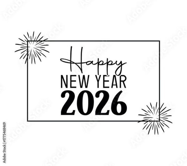 Obraz Festive new year greeting card with fireworks and bold typography