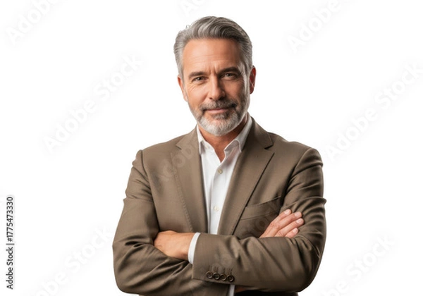 Fototapeta Confident businessman with arms crossed isolated on transparent background