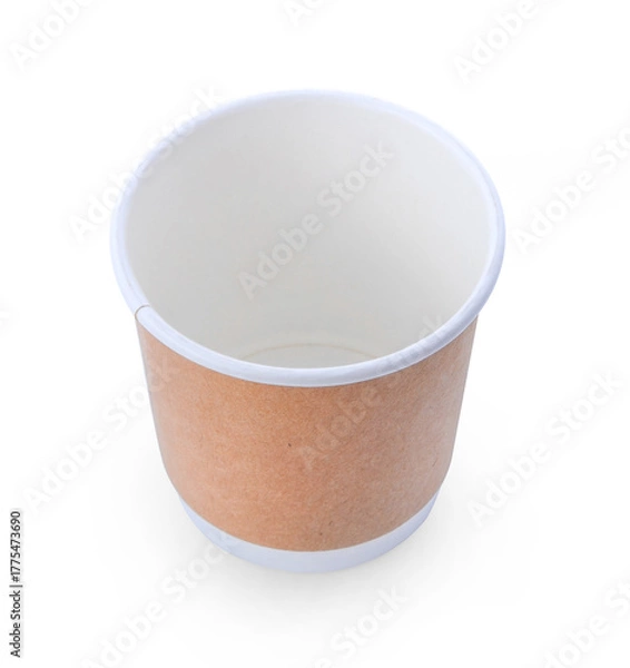 Fototapeta paper cup isolated on white background.