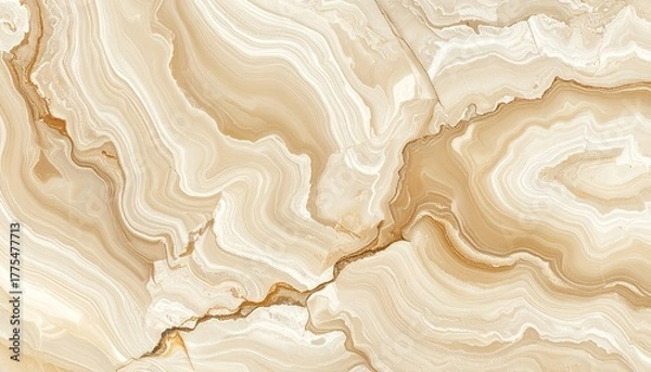 Fototapeta Close up of natural beige and cream marble with intricate veining and crystal textures showcasing organic patterns and earthy tones