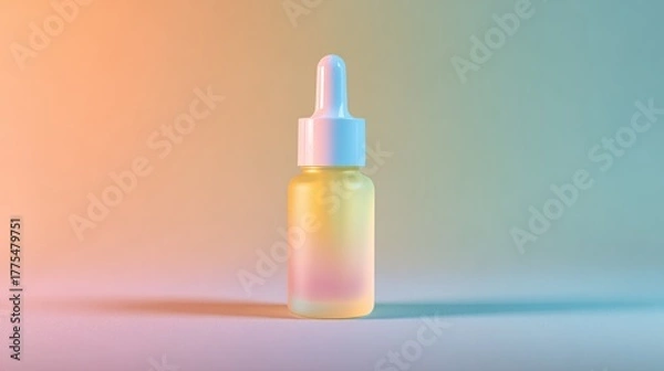 Fototapeta Cosmetic serum bottle against gradient background in vibrant lighting