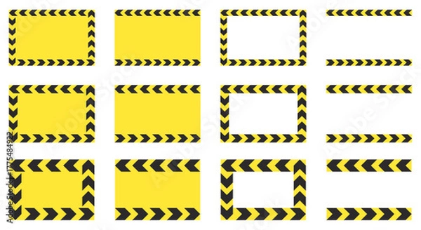 Obraz 警告、注意喚起フレームアイコンのベクターイラストセット