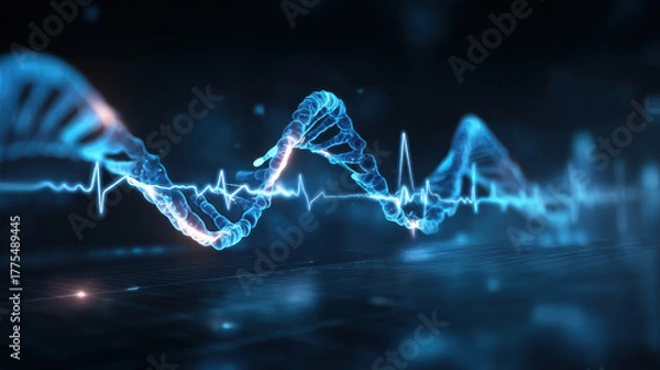 Fototapeta 心拍数とDNAのデジタルホログラフィック