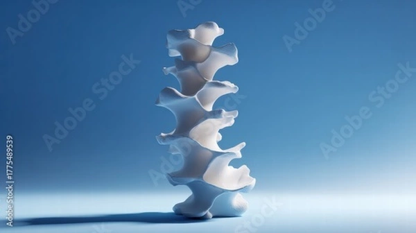 Fototapeta 3D Rendering of Minimalist Abstract Spine or Vertebrae Model on Blue Background