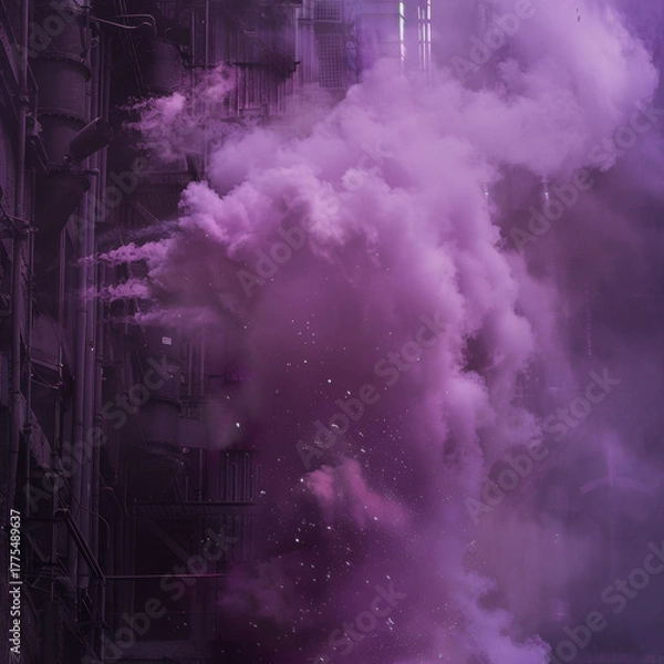 Fototapeta Abstract cloudy sky over the sea at night with mist and light effects