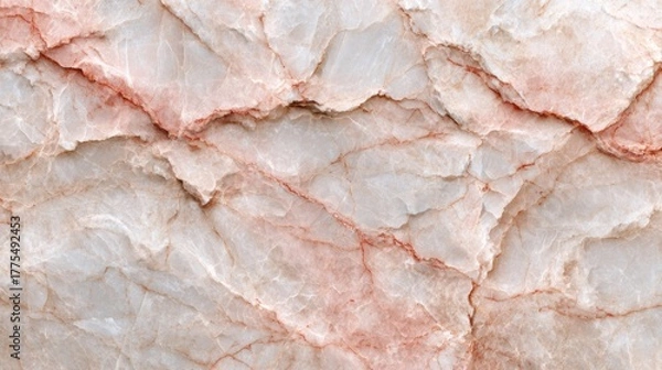 Fototapeta Delicate White and Beige Marble Texture with Fine Reddish-Pink Veining