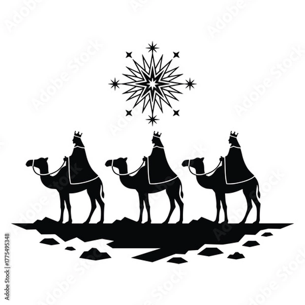 Fototapeta Three Wise Men Silhouette Vector Illustration