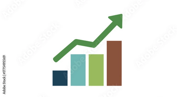 Fototapeta Business growth chart with upward arrow representing financial success and progress.
