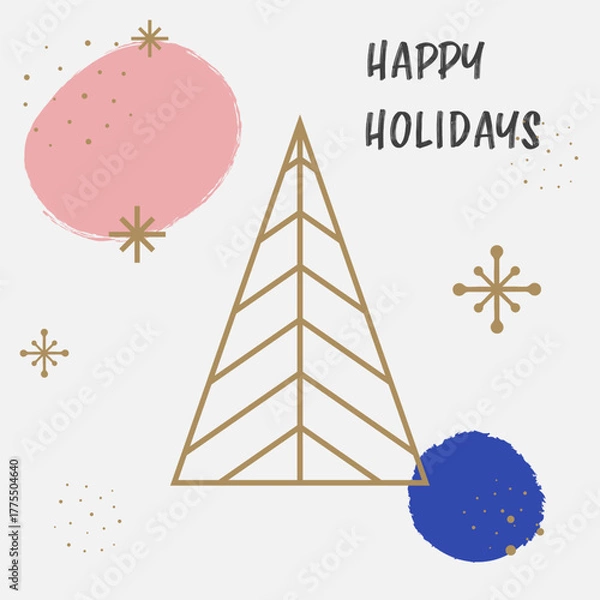 Fototapeta Abstract Christmas tree background with wishes. Geometric concept. Vector illustration