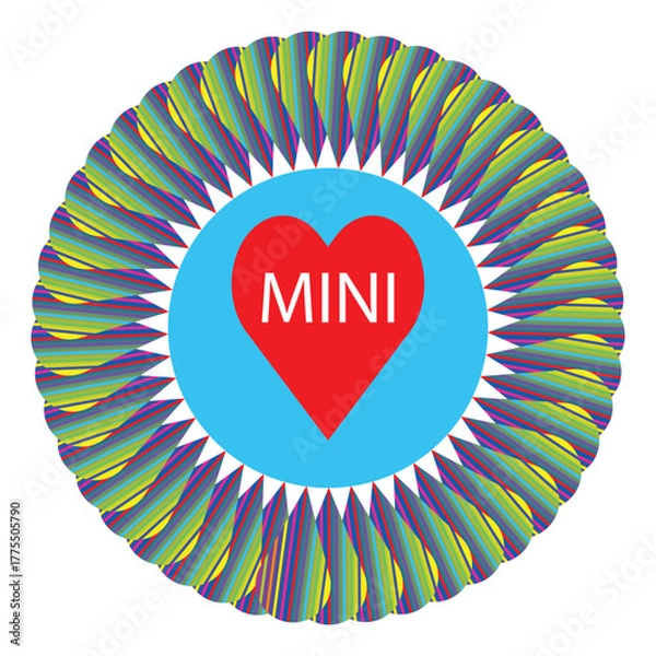 Obraz Vibrant Mini Heart Radial Pattern Vector Illustration Optical Art Design.