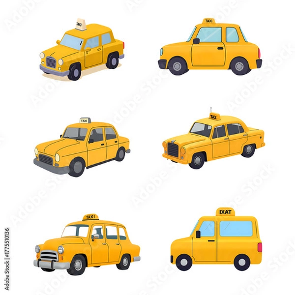 Fototapeta  Taxi Cab Illustration Without Background Transparent PNG for Urban Transport Concepts