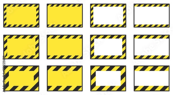 Obraz 警告、注意喚起フレームアイコンのベクターイラストセット