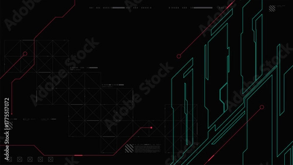 Fototapeta Abstract hi tech horizontal retro futuristic and sci-fi background with cyberpunk style design