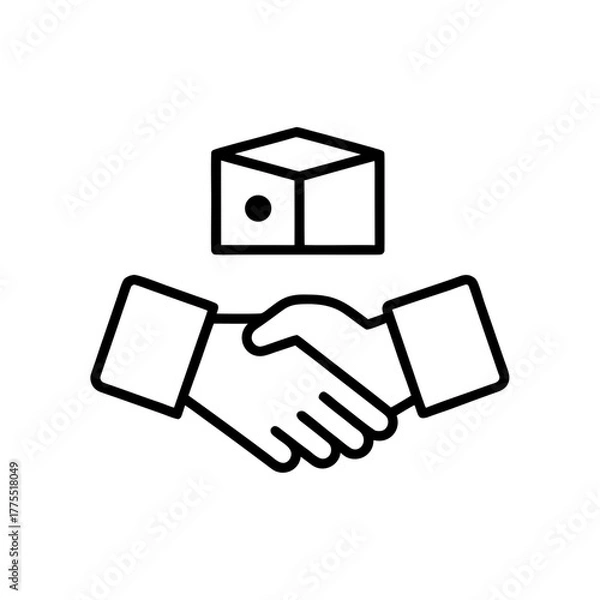 Obraz Handshake below a box outline icon art silhouette