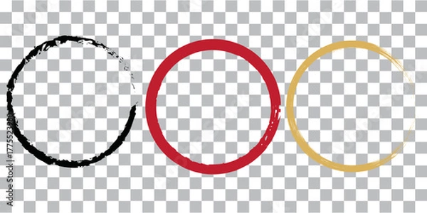 Obraz Brush red stroke circle frame, hand drawn rough scribble texture effect red circle, grunge crayon stamp on Transparent Background. EPS 10.