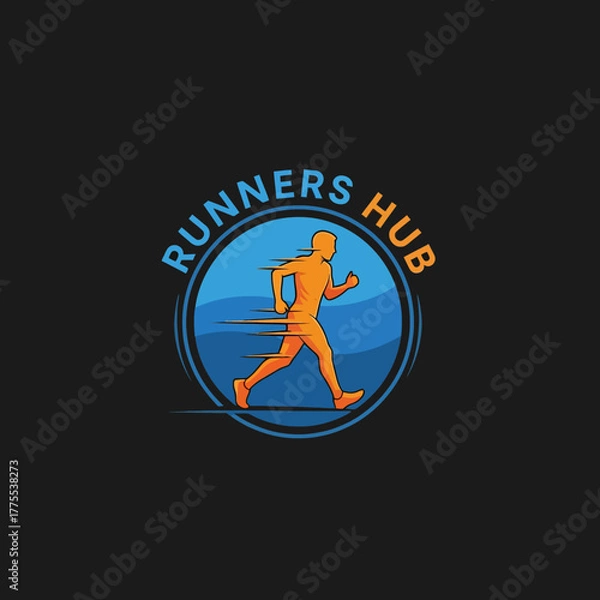 Fototapeta Creative logo for running-themed hub with vibrant color scheme