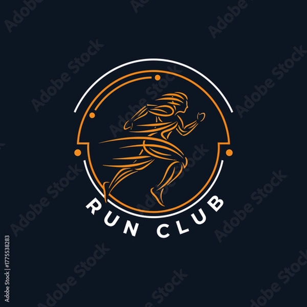 Fototapeta Abstract runner design for athletic club emblem a dynamic logo artwork