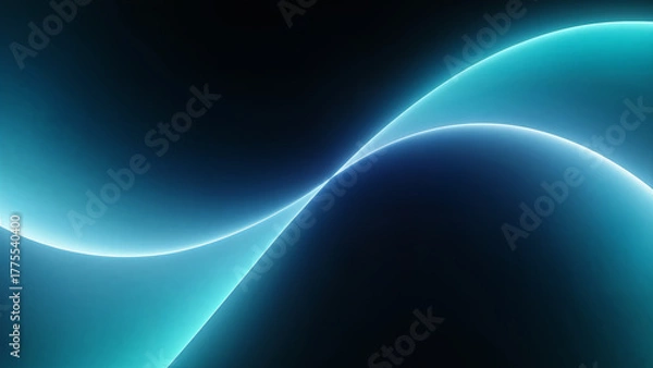 Fototapeta Elegant glowing blue wave on a dark background creates a sense of movement