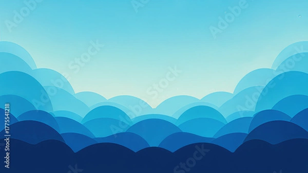 Fototapeta Abstract blue cloudscape with layered shapes creates a serene atmosphere