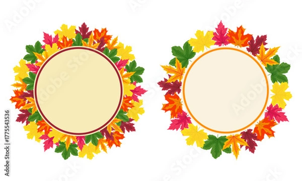 Obraz Autumn Maple Leaves Round Frames