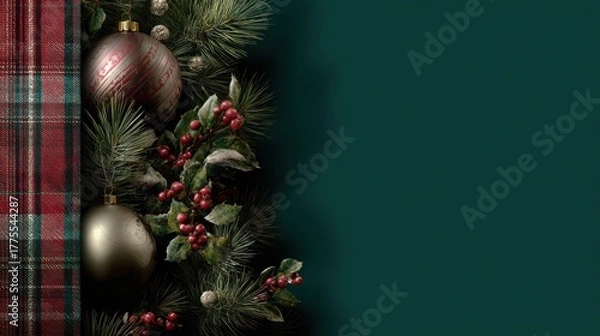 Fototapeta Festive christmas decoration display holiday setting image content cozy environment close-up view seasonal inspiration