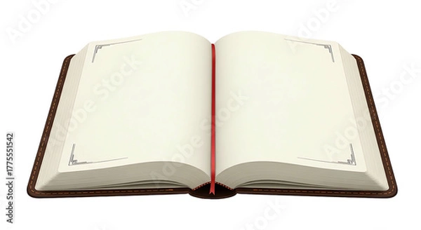 Obraz An open book with blank pages and a red bookmark.