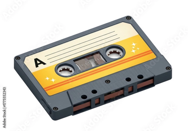 Fototapeta Audio cassette tape isolated on transparent background