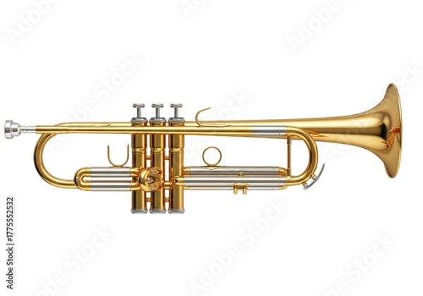 Fototapeta Golden trumpet isolated on transparent background