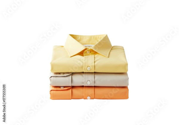 Fototapeta Stack of folded polo shirts isolated on transparent background