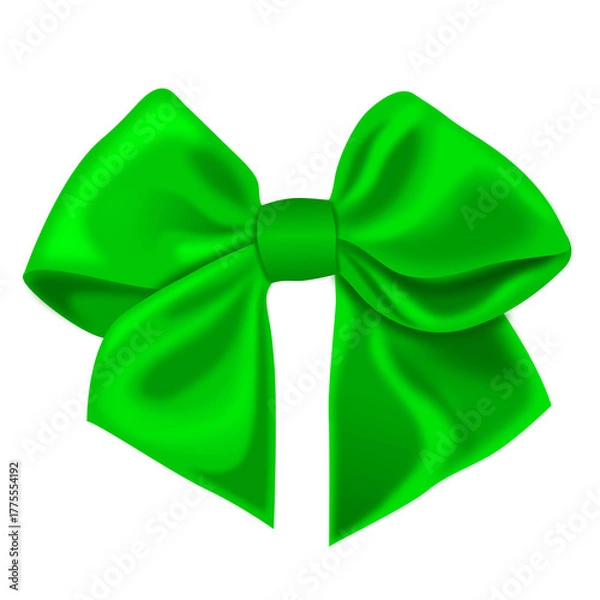 Fototapeta Green Satin Ribbon bow PNG with high resolution for decoration idea