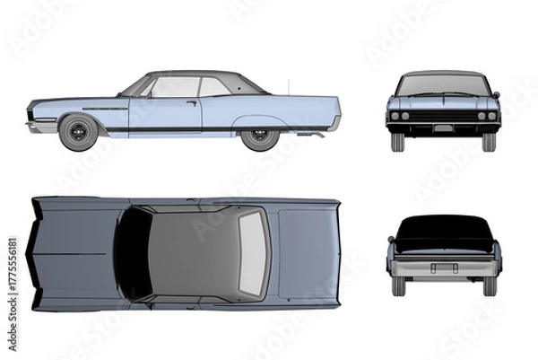 Fototapeta car isolated on transparent background, 3d illustration, cg render