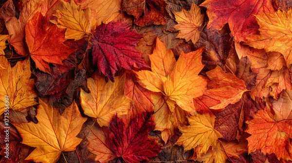 Fototapeta Bright autumn leaves texture background