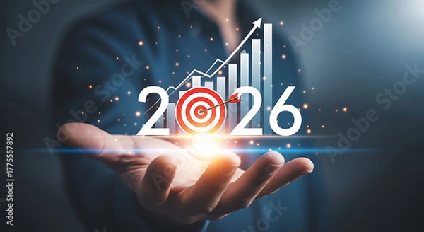 Fototapeta Business growth and target concept for year 2026